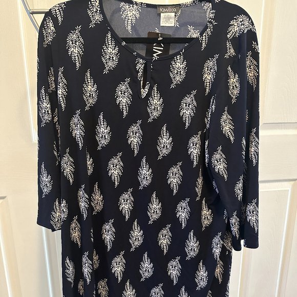 Kim & Co Brazil knit top NWT 3/4 sleeves - Picture 1 of 4